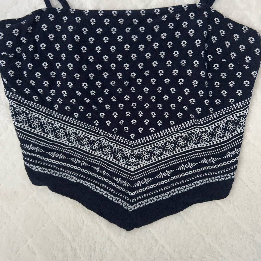 Paisley floral print bandanna, Cami Top. Elegant Back Hanky Hem.